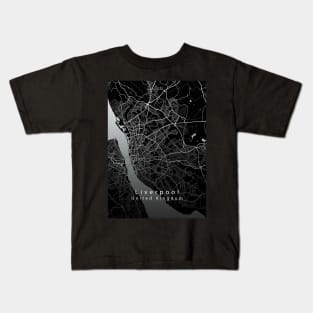 Liverpool United Kingdom City Map dark Kids T-Shirt